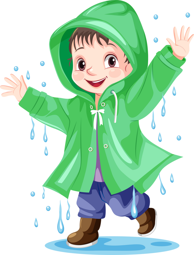 Happy Boy Wearing Raincoat